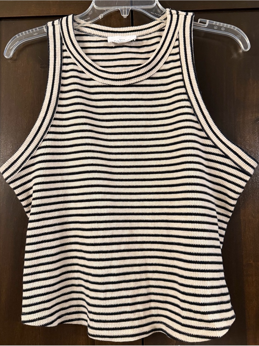 Kaileigh Striped Ribbed Knit Tank Top Sz L